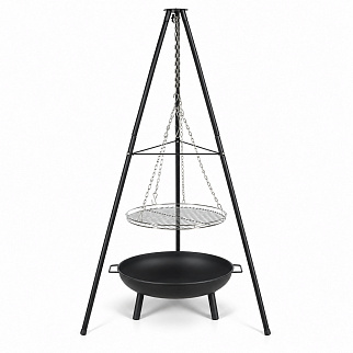 Aga 3-in-1 Hanging Garden Grill with Fire Pit on a Tripod