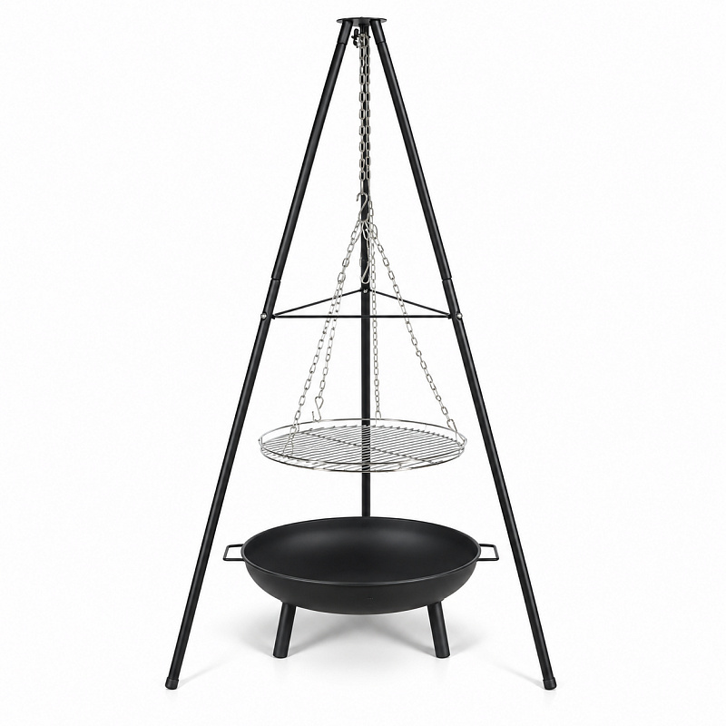 Aga 3-in-1 Hanging Garden Grill with Fire Pit on a Tripod