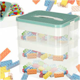 Organizer toy box with lid compartments 3-layer tier