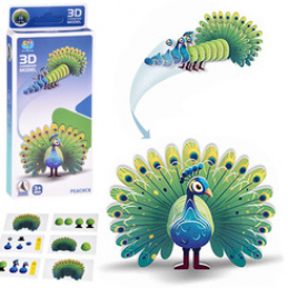 3D Puzzle Cardboard Model Colorful PEACOCK DIY 18pcs ZA5718 Universal
