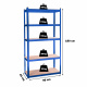 Aga Metal Shelf 180x90x40 cm 5 Shelves Blue