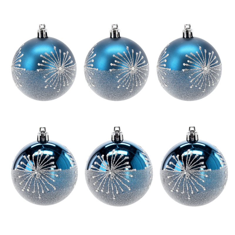 Aga Christmas Ornaments 7cm 6pcs Blue - Snowflakes