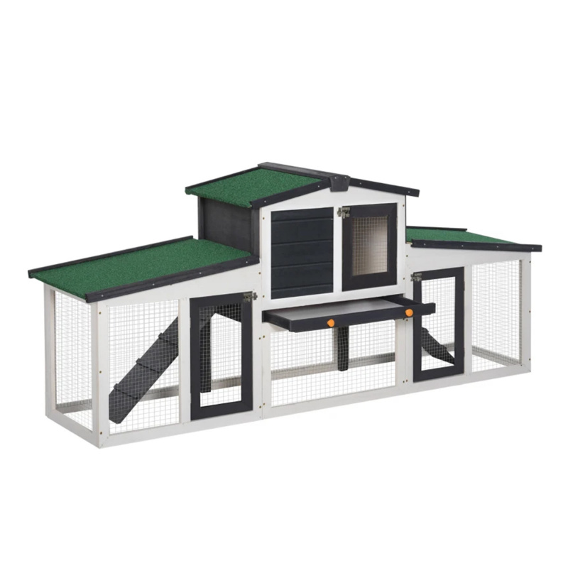 Aga Wooden Rabbit Hutch with Run 204x45x80 cm