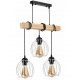 Hanging Ceiling Light LED Wooden Beam 3xE27 Chandelier Wire Ball