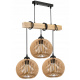 Hanging Ceiling Light LED Wooden Beam 3xE27 Chandelier Dense Ball LUCA