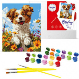 Paint by Numbers Set Dog in Flowers KHO6624 40x50 AP0059 Universal