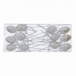 Metallic polystyrene eggs on sticks 12 pcs