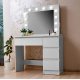 Aga Dressing table with mirror, lighting and el.drawer Glossy White