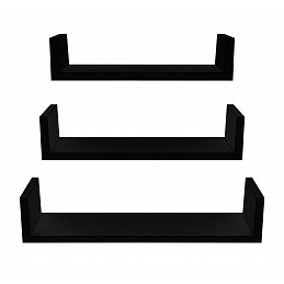 Linder Exclusiv Set of 3 Wall Shelves Black 6DAZ497 - Second Quality