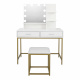 Aga Dressing Table with Mirror and LED Lighting + Stool Matte White