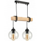 Hanging ceiling LED light wooden beam 2xE27 Chandelier clear globe