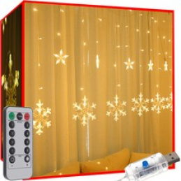 Floodlight, stars 138 LEDs, USB, remote control, warm white ISO 19746