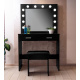 Aga Dressing table with mirror and lighting + stool Matte Black