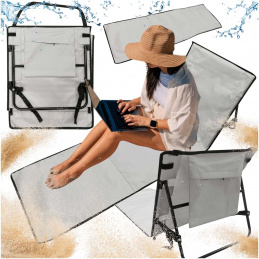 Aga Beach Lounger with Backrest Folding 150x47x48 cm Grey