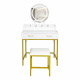 Aga Dressing Table with Mirror and Lighting + Stool White