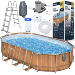 Bestway Pool with Frame 610x366x122 Set 10-in-1 Pump Ladder + LED 56719 Universal