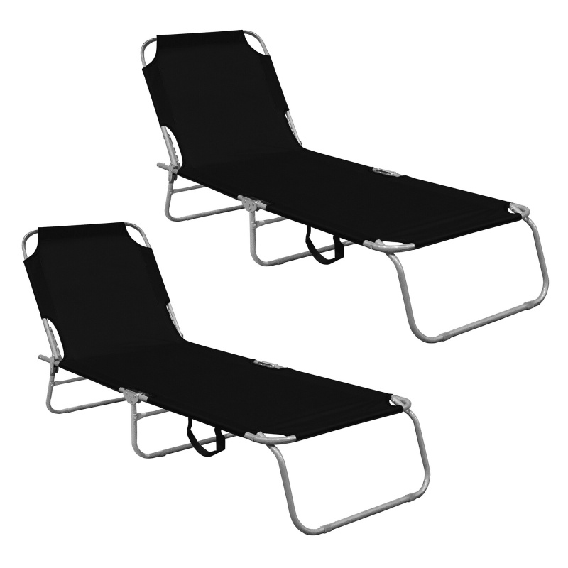 Aga 2x Garden Reclining Lounger Black