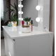 Aga Dressing table with mirror and lighting + stool Glossy white