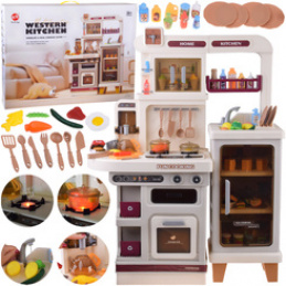 Interactive beige kitchen for children + effects: light, sound, steam ZA5766 universal