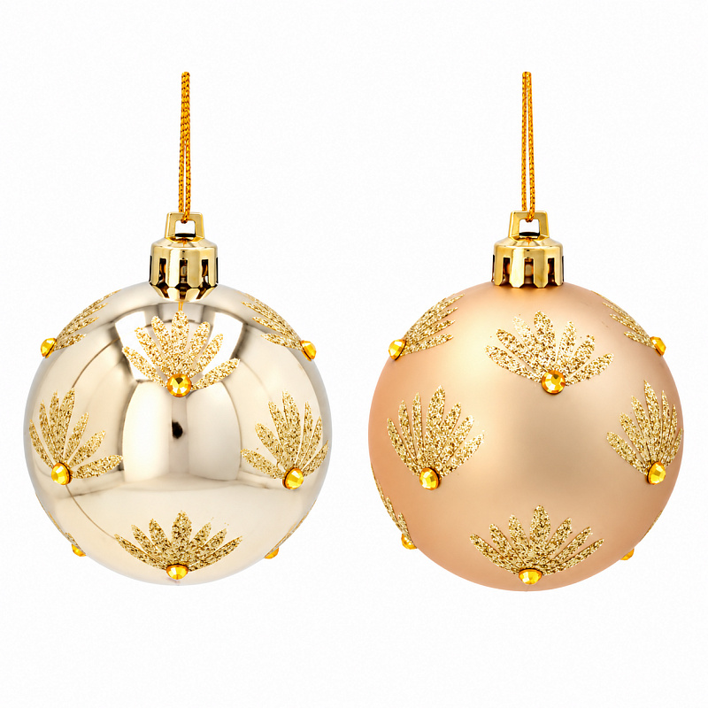 Aga Christmas baubles 6 cm 8 pcs Gold - Pearl