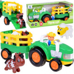 Tractor with Trailer Farmer and Animals Sound + Light ZA5390 Universal