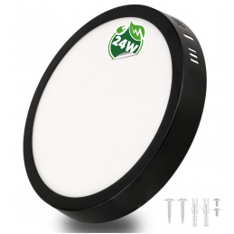 Surface-mounted round black LED panel 24W EMC - neutral white