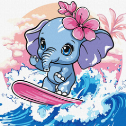 Painting by numbers for children 25x25cm KHO1259 Summer.Elephant catches the wave AP0065 universal