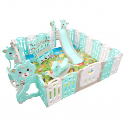 Aga4Kids Children's Plastic Playpen with Accessories 206x177x64 cm Green