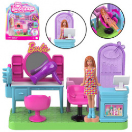 Mattel Mini Barbie Land Hairdresser Doll + Movable Hairdressing Salon ZA6041 D Universal