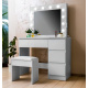 Aga Dressing table with mirror, lighting and el.drawer + stool Glossy white