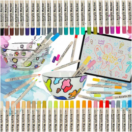 Acrylic markers for fabrics stone markers DIY waterproof markers 48 pcs.