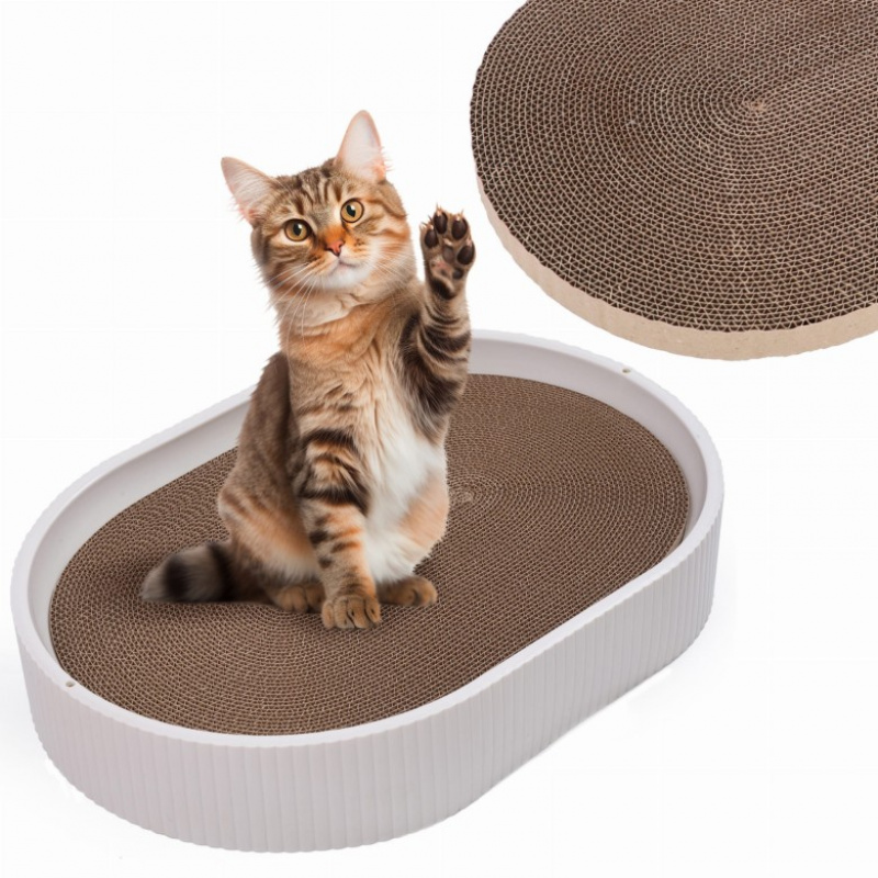 Eco-friendly cardboard scratcher with an additional replaceable insert
