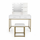 Aga Dressing Table with Mirror and LED Lighting + Stool Matte White