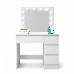 Aga Dressing table with mirror, lighting and el.drawer Matte White