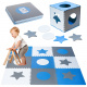 Foam puzzle mat for children 180x180cm 9 pieces grey-blue