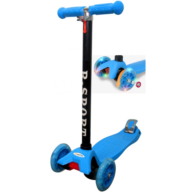 R-Sport Children's three-wheeled scooter H1 Blue with LED wheels