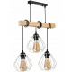 Hanging Ceiling Light LED Wooden Beam 3xE27 Chandelier Diamonds White