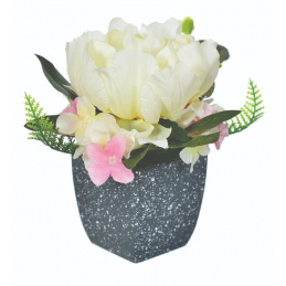 Artificial Hydrangea Plant in Pot White - 14 cm
