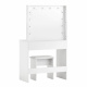Aga Dressing table with mirror and lighting + stool Matte white