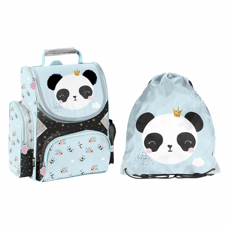 Paso School Set Backpack + Drawstring Bag Panda