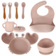 Aga Dining Silicone Tableware Set for Children / Baby 9-piece Pink Crab