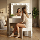 Aga Dressing table with mirror, lighting and el.drawer + Stool Matte White