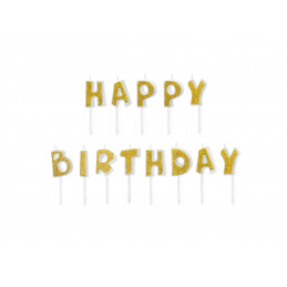Cake candles Happy Birthday gold