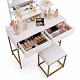 Aga Dressing Table with Mirror and LED Lighting + Stool Matte White