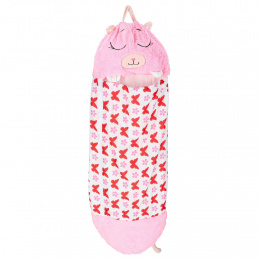 Children's sleeping bag hiking pillow 2-in-1 135x50cm pink