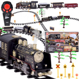Large Retro TRAIN Locomotive Track Remote Control Light Steam Sound RC0700 Universal