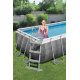 Power Steel 404x201x100 Rattan Imitation 13x6FT BESTWAY 6in1 Rack Pool + Pump + Ladder