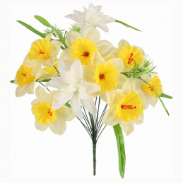 Bouquet of artificial flowers yellow Daffodils and Dahlias - 58 cm