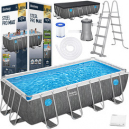Bestway Frame Pool Splashview 488mx244cm Gray Rattan 10in1 561MB Universal