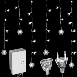 E15A ICICLES LIGHTS SNOWFLAKES WHITE 100LED